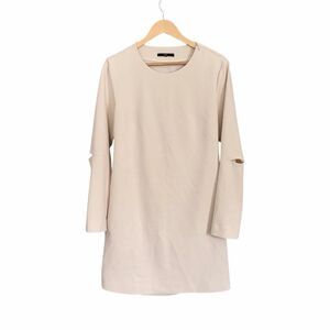 Tibi Cream Dress Open Back and Elbows Long Sleeve